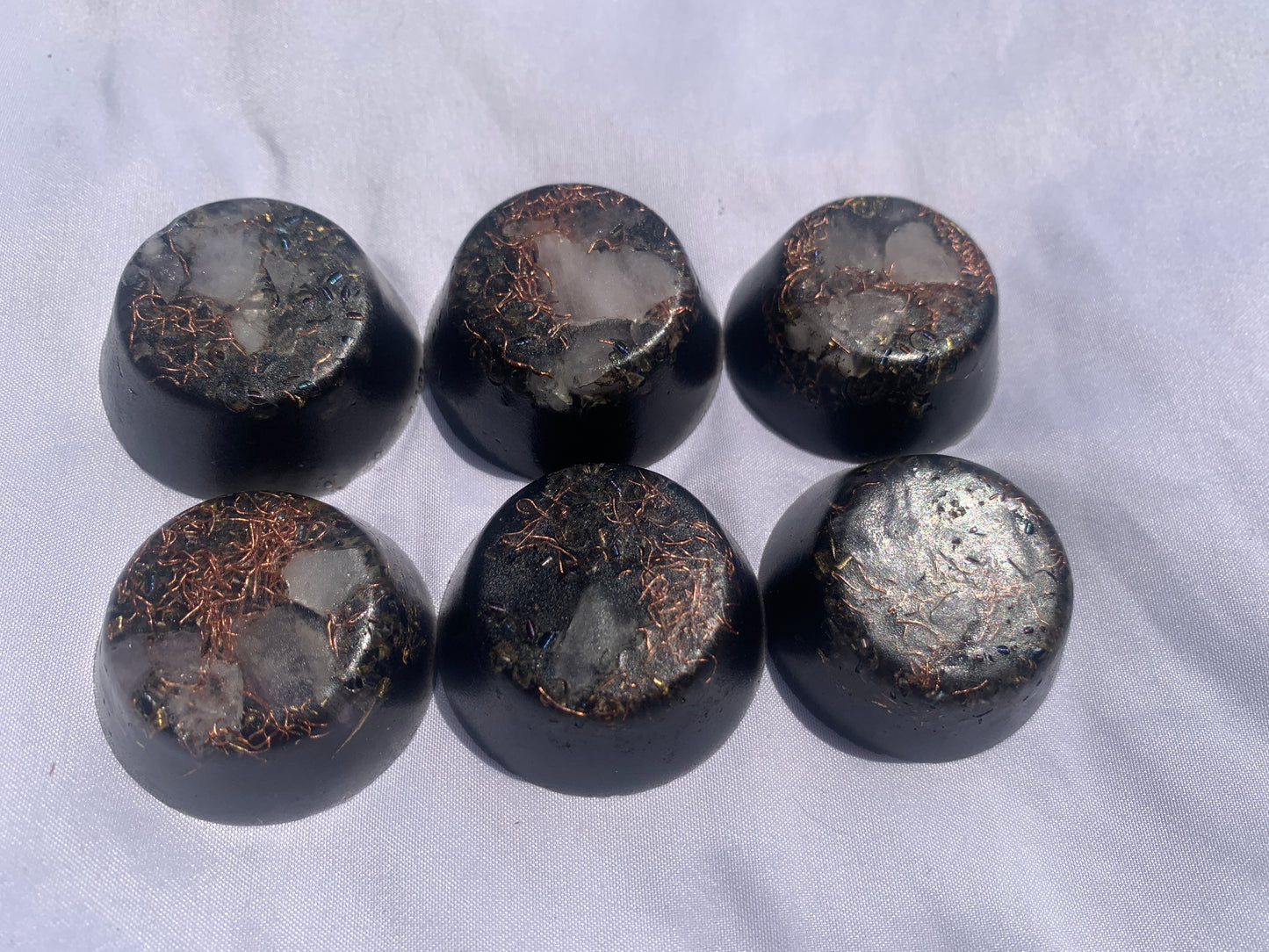 set of 6 authentic hand made KayJay wellness Orgone Energy wellness pucks