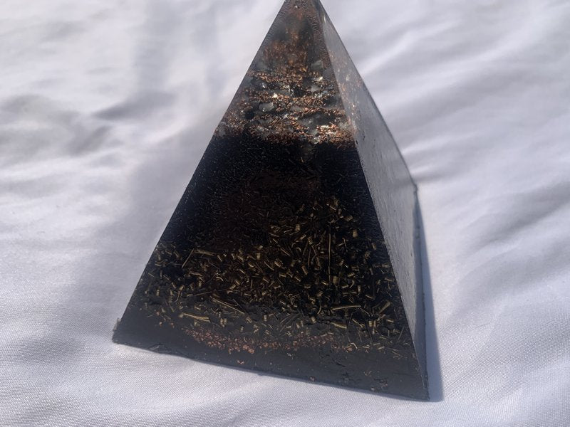 1 hand made large Quartz Crystal Orgone Energy Pyramid for home office outdoor indoor travel gift emf protection