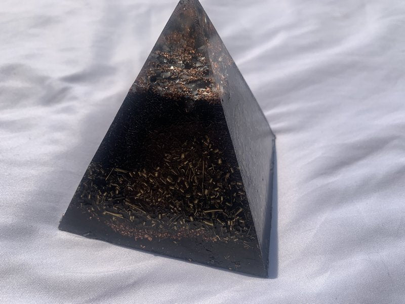 1 hand made large Quartz Crystal Orgone Energy Pyramid for home office outdoor indoor travel gift emf protection