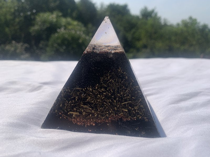 1 hand made large Quartz Crystal Orgone Energy Pyramid for home office outdoor indoor travel gift emf protection