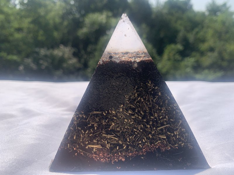1 hand made large Quartz Crystal Orgone Energy Pyramid for home office outdoor indoor travel gift emf protection