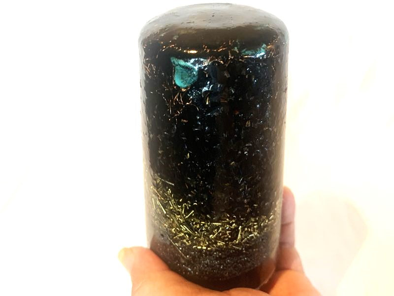 1 large black quartz crystal hand made orgone energy tower