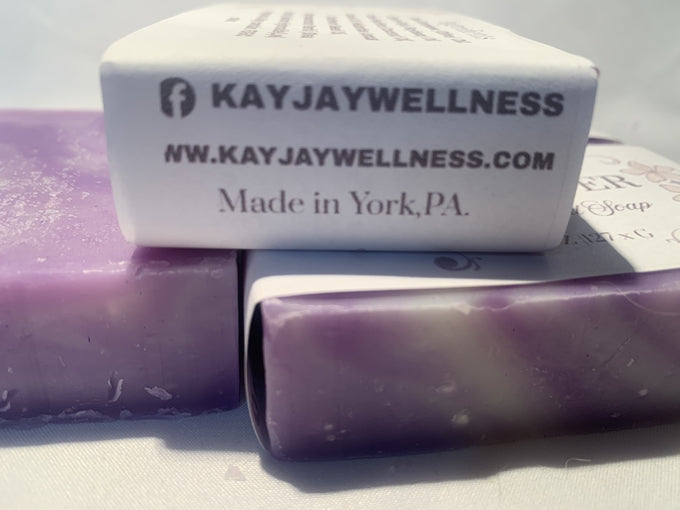 1 KayJay Wellness hand made natural Lavender bar of soap for bath detox wellness relaxation