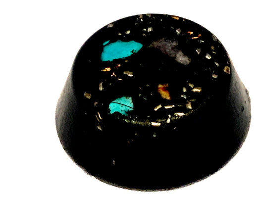 1 hand made quartz crystal turquoise and copper orgone tb unit for emf protection