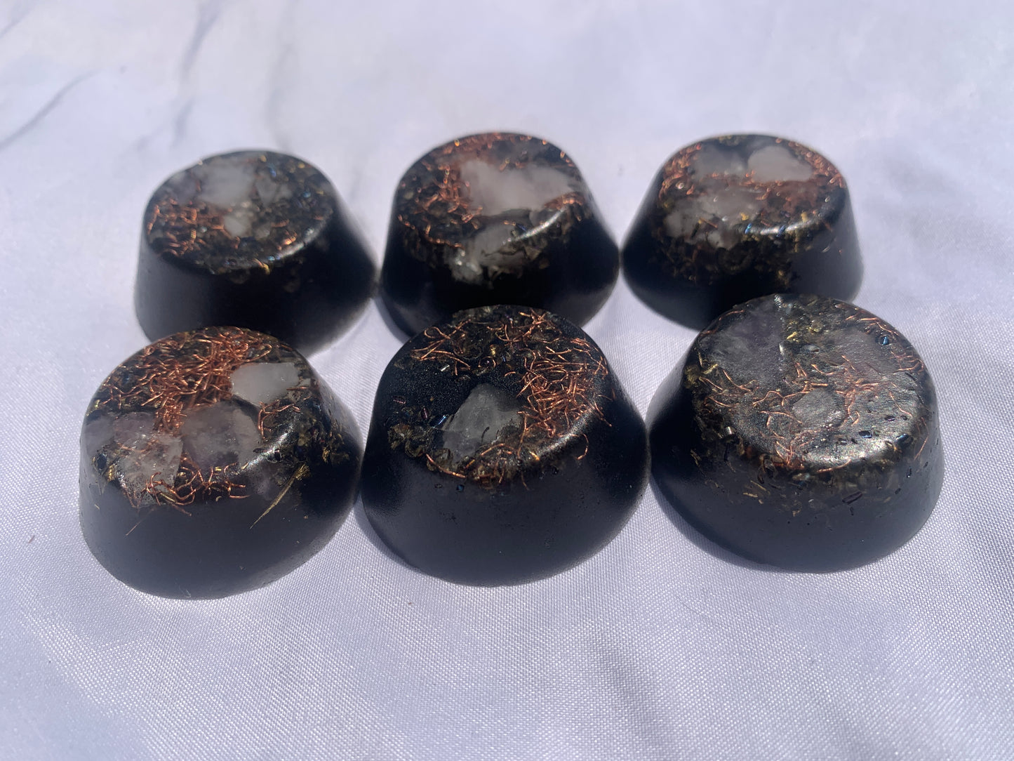 set of 6 authentic hand made KayJay wellness Orgone Energy wellness pucks