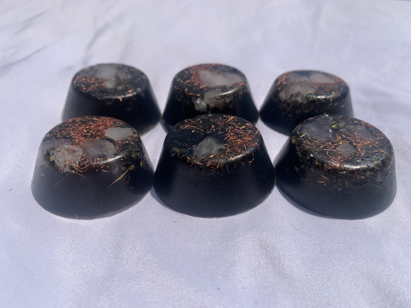 set of 6 authentic hand made KayJay wellness Orgone Energy wellness pucks