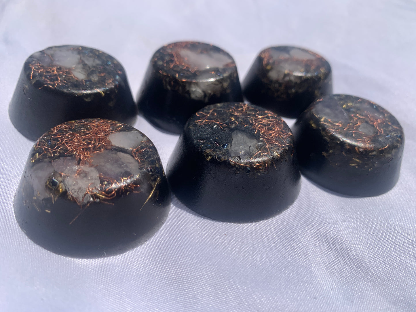 set of 6 authentic hand made KayJay wellness Orgone Energy wellness pucks