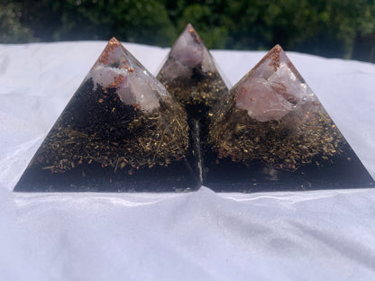 set of 3 hand made KayJay wellness Orgone Energy pyramids
