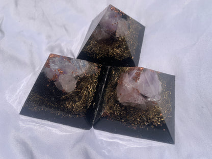 set of 3 hand made KayJay wellness Orgone Energy pyramids