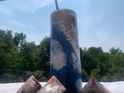 3 piece quartz crystal Orgone Energy Pyramid set with KayJay Wellness 20 oz. drink tumbler