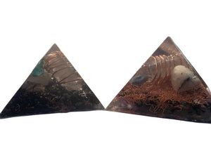 2 hand made quartz crystal Copper Orgone pyramid for EMF protection home decor and gifting