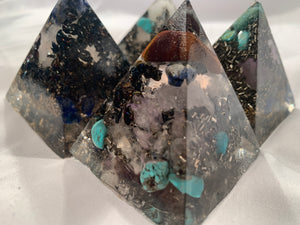set of 4 KayJay Quartz Crystal Orgone Energy Pyramids for EMF protection home decoration