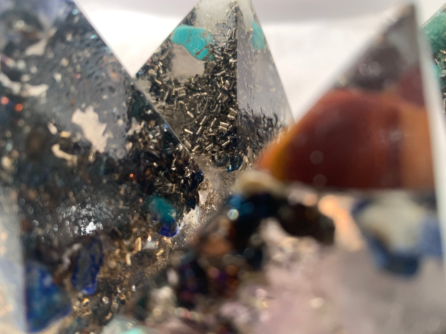 set of 4 KayJay Quartz Crystal Orgone Energy Pyramids for EMF protection home decoration