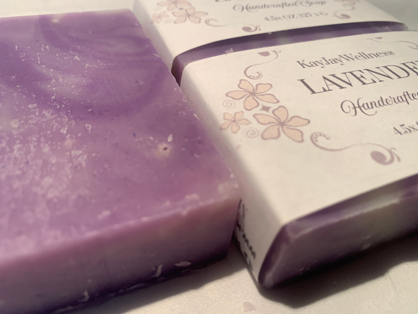 set of 3 KayJay Wellness hand made natural Lavender soap bars for bath detox wellness relaxation