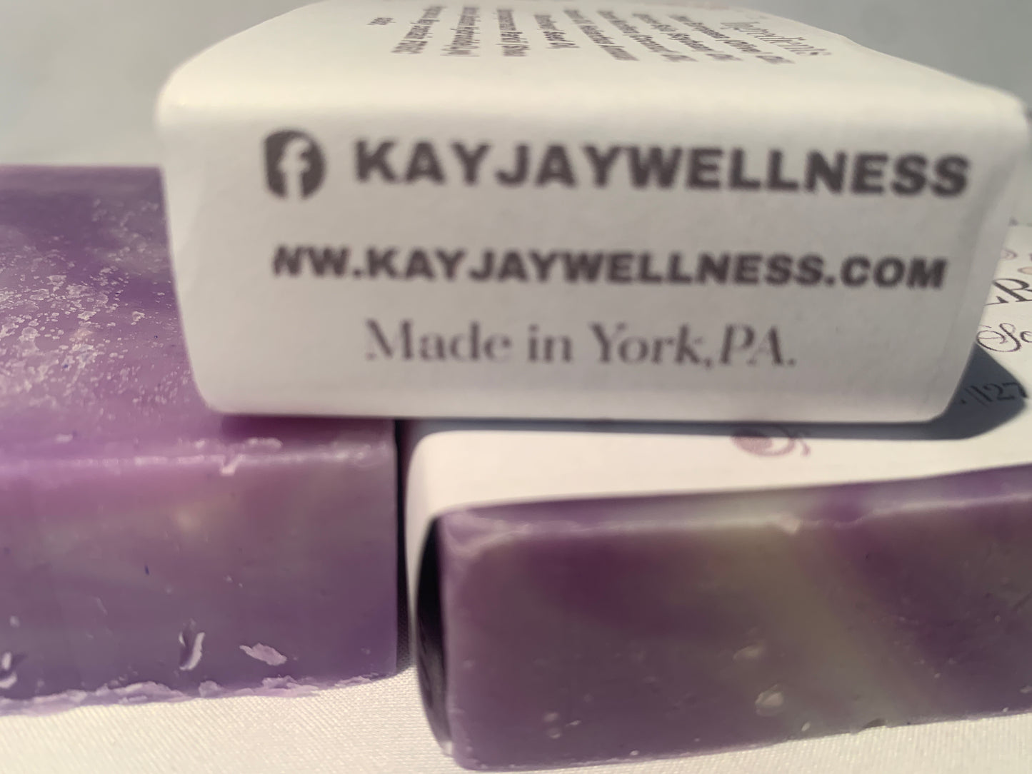 set of 3 KayJay Wellness hand made natural Lavender soap bars for bath detox wellness relaxation