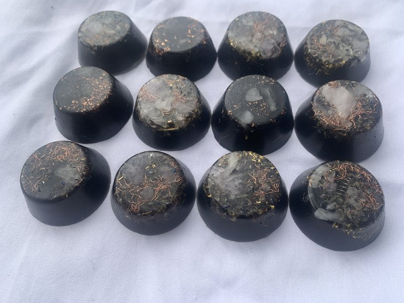KayJay Wellness hand made set of 12 Orgone Energy Wellness pucks home decoration garden outdoor emf protection office travel