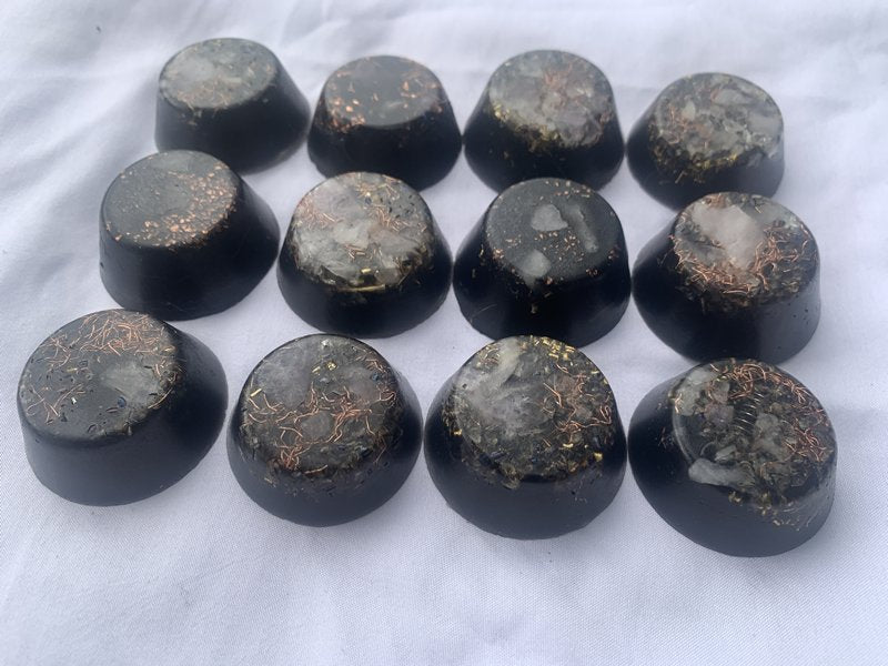 KayJay Wellness hand made set of 12 Orgone Energy Wellness pucks home decoration garden outdoor emf protection office travel