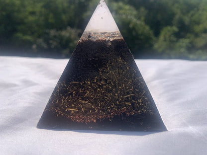 1 hand made large Quartz Crystal Orgone Energy Pyramid for home office outdoor indoor travel gift emf protection