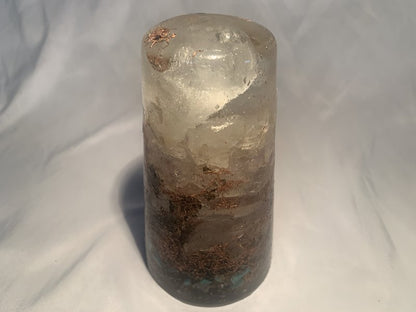 1 large clear quartz crystal hand made orgone energy tower