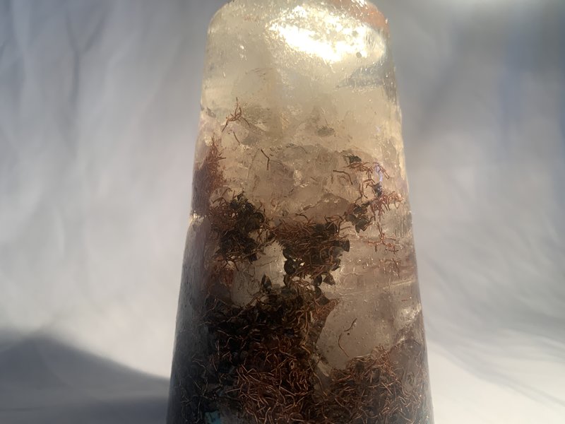 1 large clear quartz crystal hand made orgone energy tower