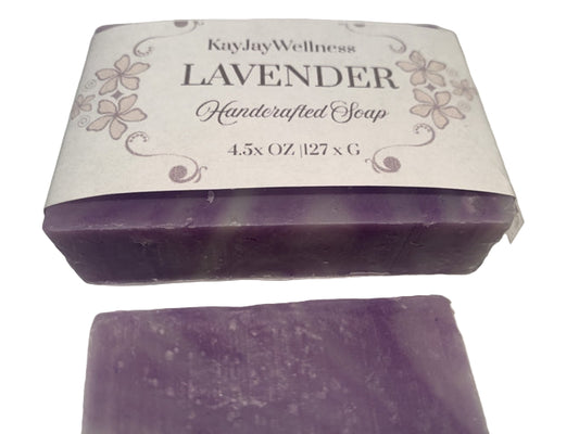 1 KayJay Wellness hand made natural Lavender bar of soap for bath detox wellness relaxation