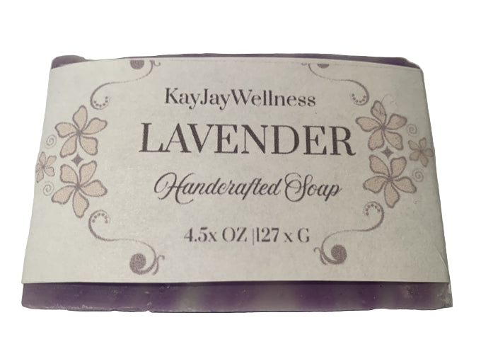 1 KayJay Wellness hand made natural Lavender bar of soap for bath detox wellness relaxation