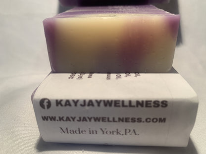 1 KayJay Wellness hand made natural Lavender bar of soap for bath detox wellness relaxation