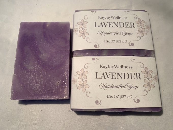 2 hand made natural Lavender soap bars with 2 quartz crystal Orgone energy pyramids