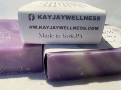 1 KayJay Wellness hand made natural Lavender bar of soap for bath detox wellness relaxation