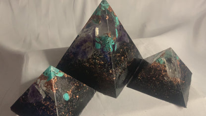 3 piece Orgone Pyramid set 2 regular sized and 1 jumbo sized for EMF protection
