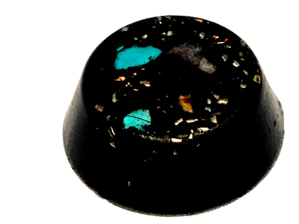 1 hand made quartz crystal turquoise and copper orgone tb unit for emf protection