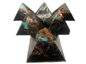 6 REAL Authentic hand made quartz crystal heavy duty functional ORGONE Energy pyramids for emf protection