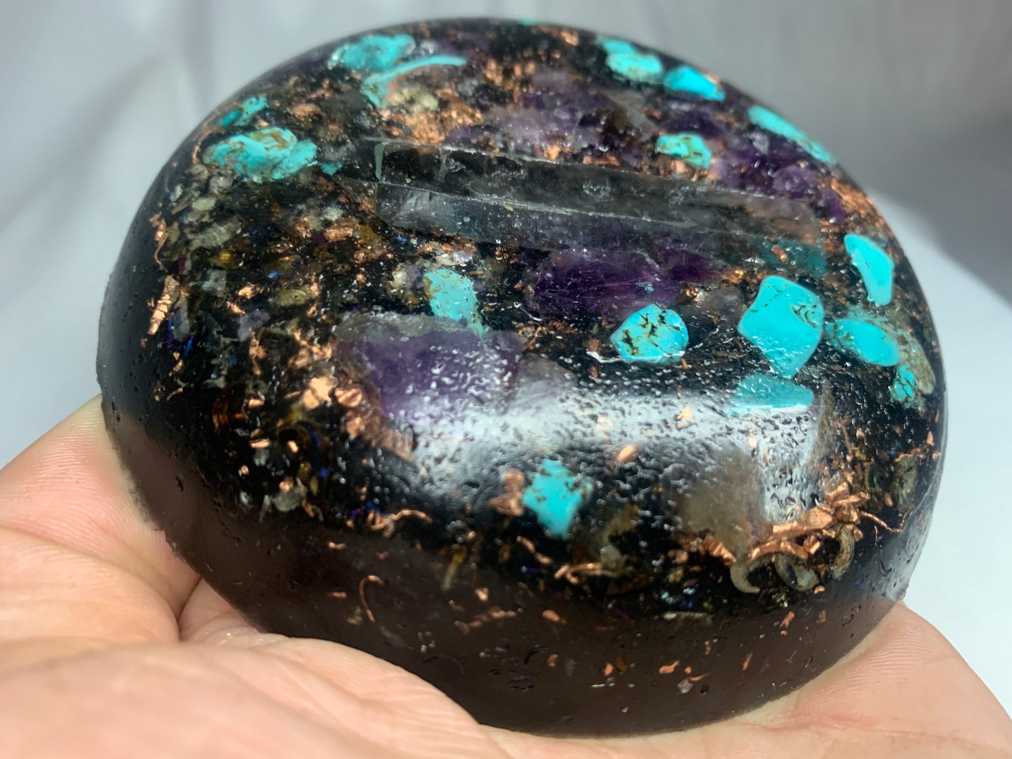 1 custom made Turquoise Orgone HHG unit for home or office emf protection decoration or travel