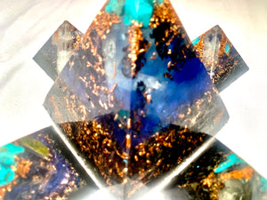5 piece Quartz crystal Orgone Pyramid set with Turquoise and Copper for maximum EMF protection