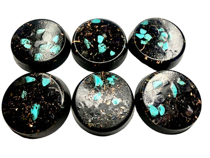 6 piece hand made Orgone Set with quartz crystal for emf protection home decoration or travel