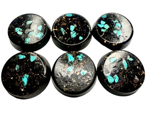 6 piece hand made Orgone Set with quartz crystal for emf protection home decoration or travel