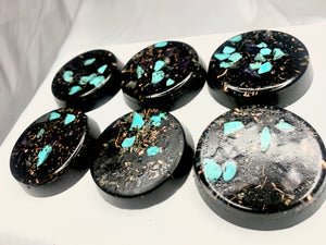 6 piece hand made Orgone Set with quartz crystal for emf protection home decoration or travel