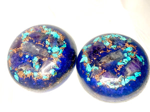 2 custom KayJay "Majestic Aqua" hand made quartz crystal Orgone Energy mini bunker busters